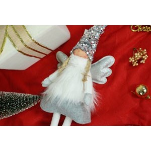 Ornament de Craciun ingeras, Flippy, alb/gri, textil, 53 cm - Image 8