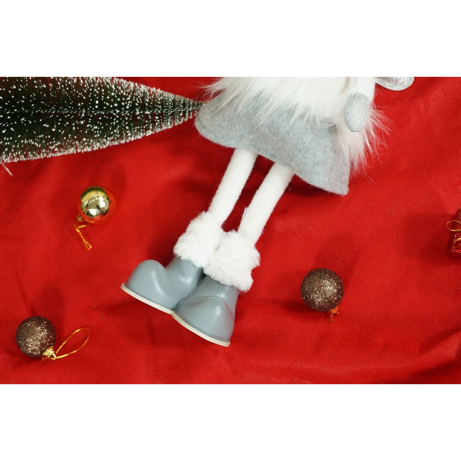 Ornament de Craciun ingeras, Flippy, alb/gri, textil, 53 cm - Image 9
