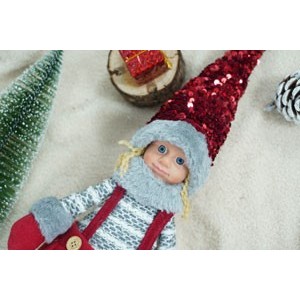 Ornament de Craciun papusa, Flippy, rosu/gri, textil, 58 cm - Image 12