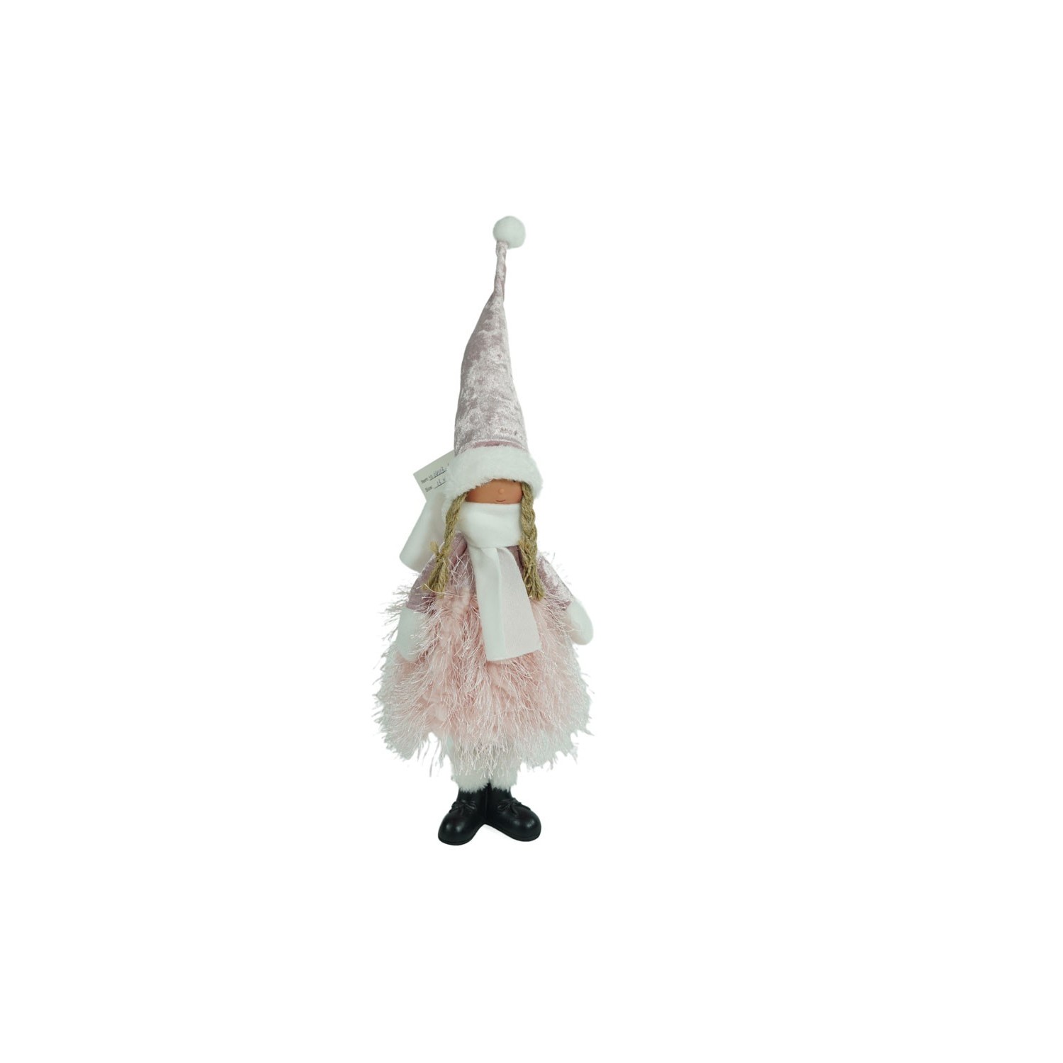 Ornament de Craciun papusa, Flippy, roz/alb, textil, 44 cm - Image 2
