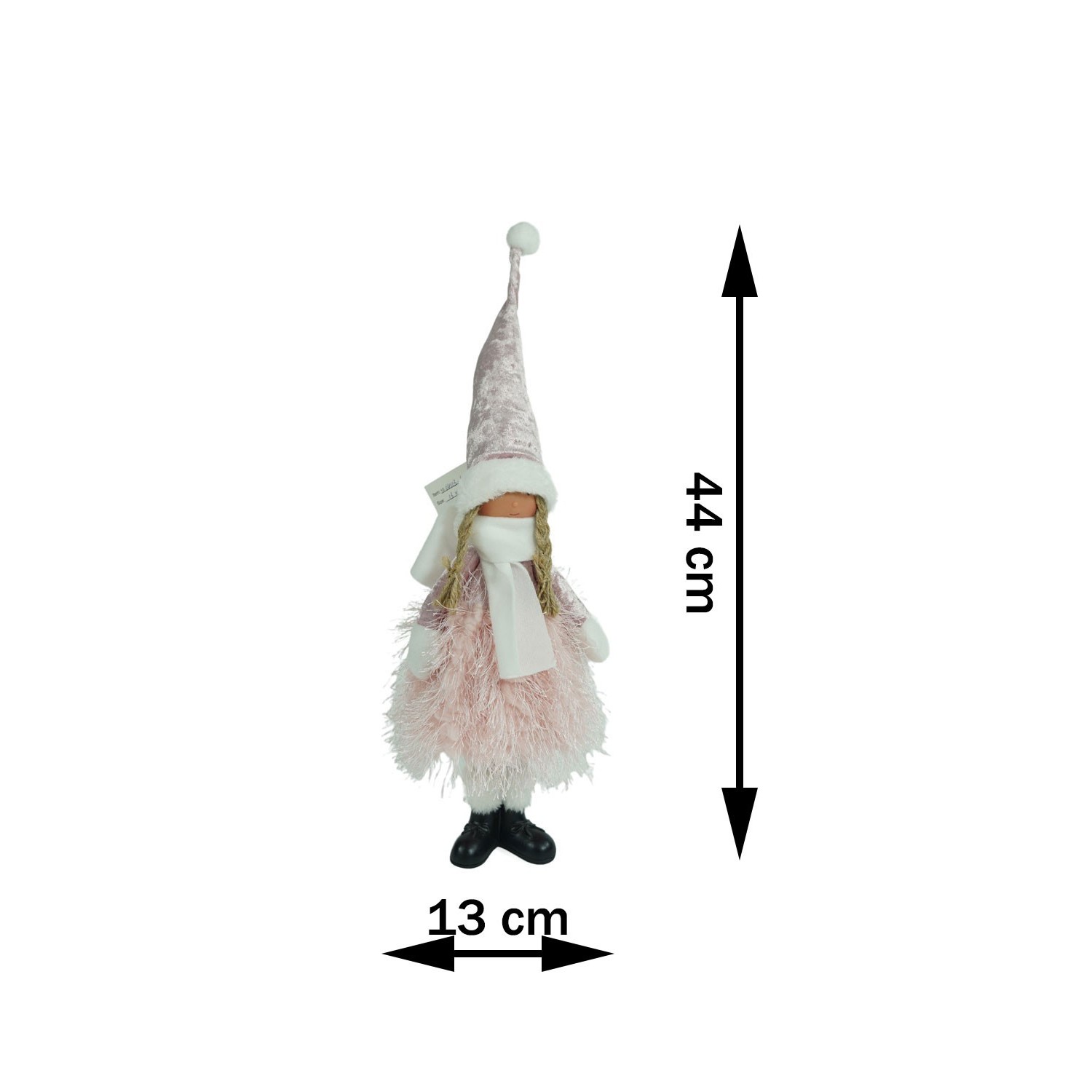 Ornament de Craciun papusa, Flippy, roz/alb, textil, 44 cm - Image 13
