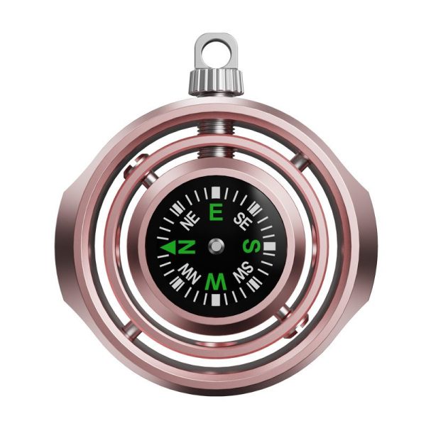 Fidget Spinner Busola Palm, Flippy, Tip Giroscop Rotativ, Model Pandativ / Breloc, Antistress, Aliaj Zinc, 48x42x12 mm, 21 gr, Rose Gold