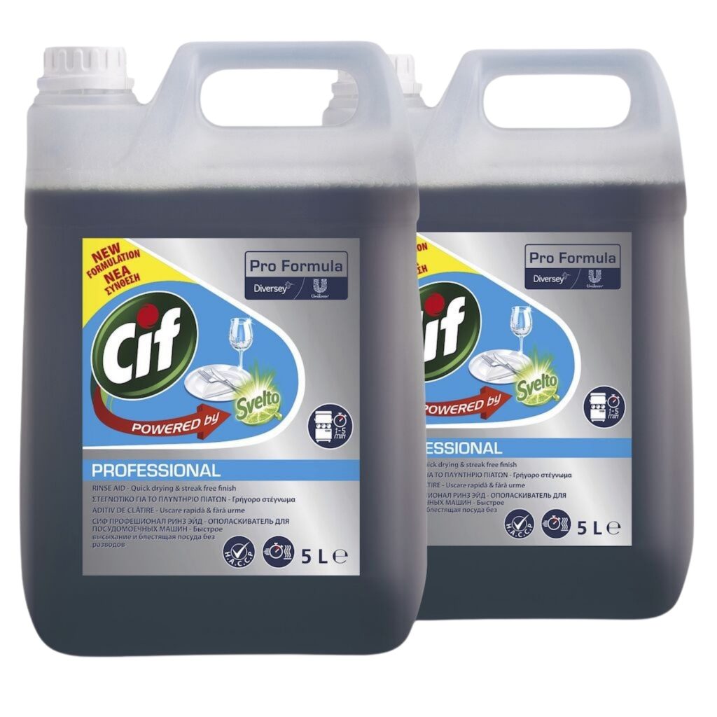 Pachet CIF Professional Rinse Aid – Agent de Clatire pentru Masini de Spalat Vase 2×5 L