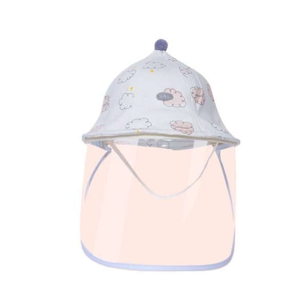 Palarie de Protectie pentru Bebelusi, Flippy, Model cu Norisori Roz, Pescareasca, de Primavara si Toamna, cu Masca si Fermoar, 48 cm, pentru 6-12 Luni, Roz