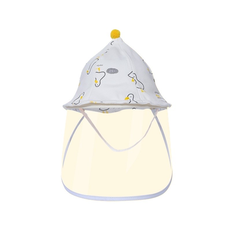 Palarie de Protectie pentru Bebelusi, Flippy, Model Ratuste, Pescareasca, de Primavara si Toamna, cu Masca si Fermoar, 45 cm, pentru 3-6 Luni, Alb