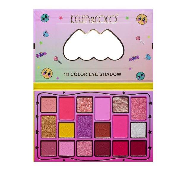 Paletă de Machiaj Kevin&Coco Candy Star, 18 Culori, Farduri de Pleoape Mate și Sidefate, Pigmentare Intensă, Design Candy Colorat, 19.3 x 12 x 1.4 cm3 x 12 x 1.4 cm, Multicolor