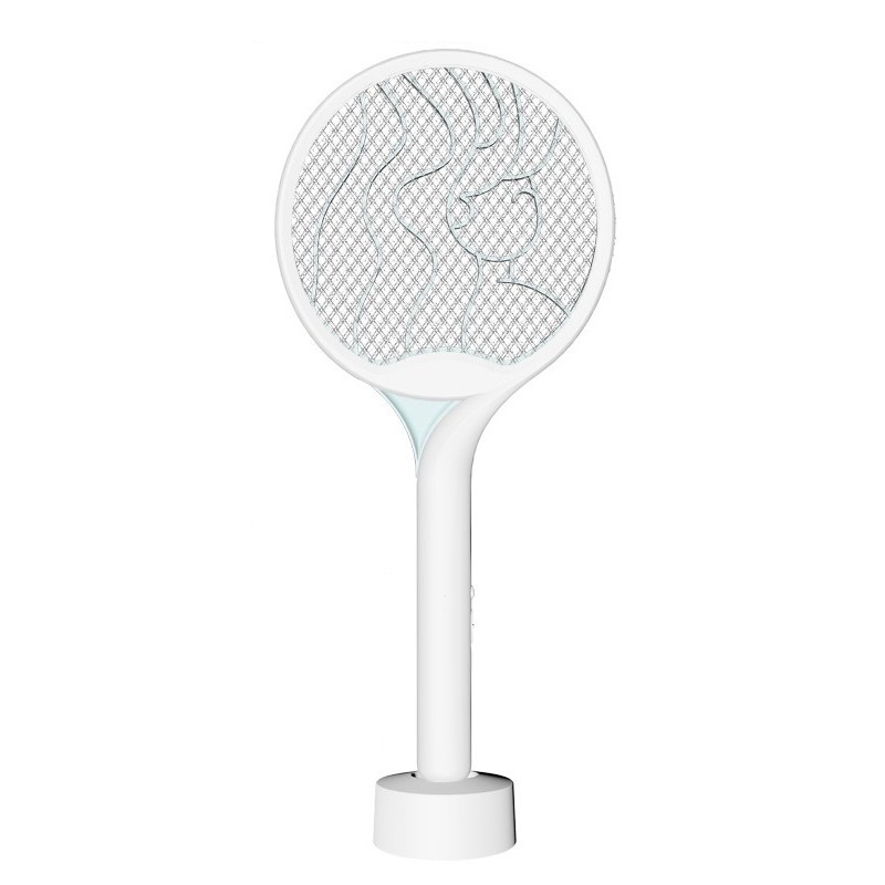 Paleta Electrica pentru Tantari, Muste si Tantari 2in1, Flippy, Reincarcabila, Incarcare USB, 2600V, Plastic, Casa si Gradina, Anti-insecte, Stand, 23x51 cm, Alb