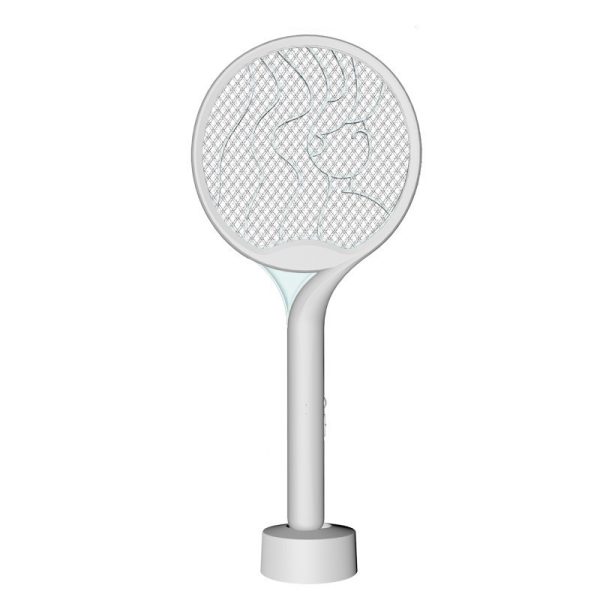 Paleta Electrica pentru Tantari, Muste si Tantari 2in1, Flippy, Reincarcabila, Incarcare USB, 2600V, Plastic, Casa si Gradina, Anti-insecte, Stand, 23x51 cm, Gri