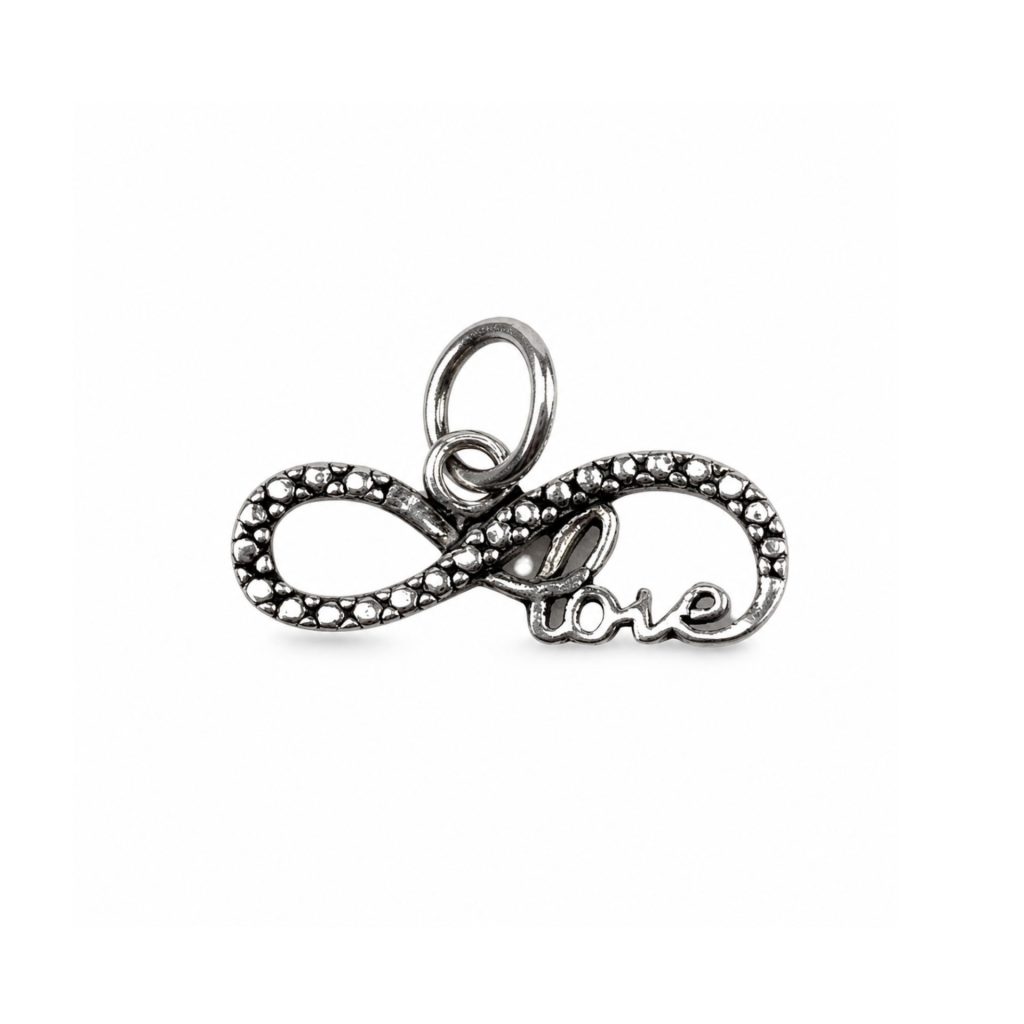 Pandantiv pentru Lanț din Argint 925, Jolie Silver, Model Infinit Love, cu Elemente Decorative, Design Decupat, Finisaj Oxidat, Argintiu