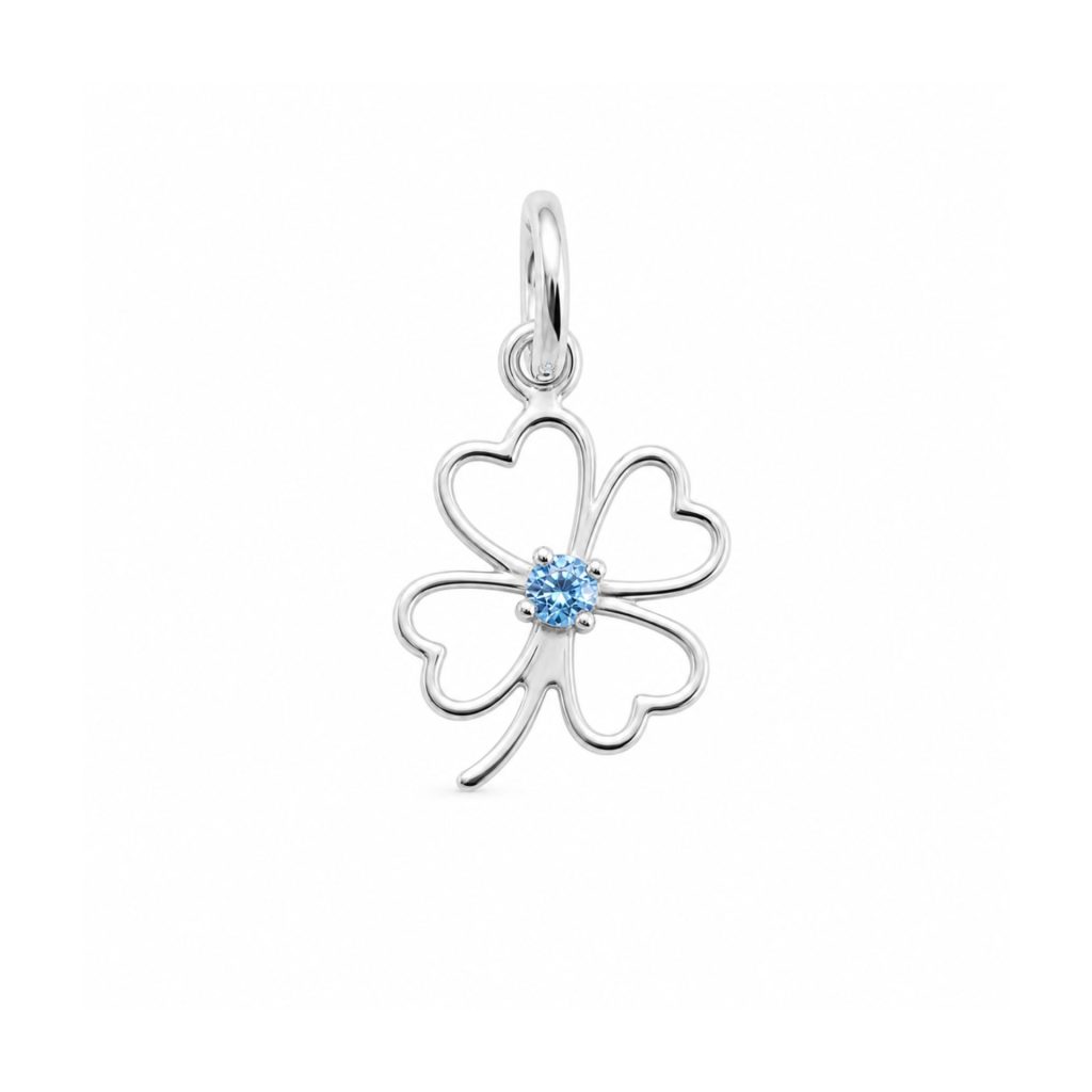 Pandantiv din Argint 925, Jolie Silver, Model Trifoi cu Piatra Albastra Centrala, Design Conturat, Greutate 0.7 g, Argintiu