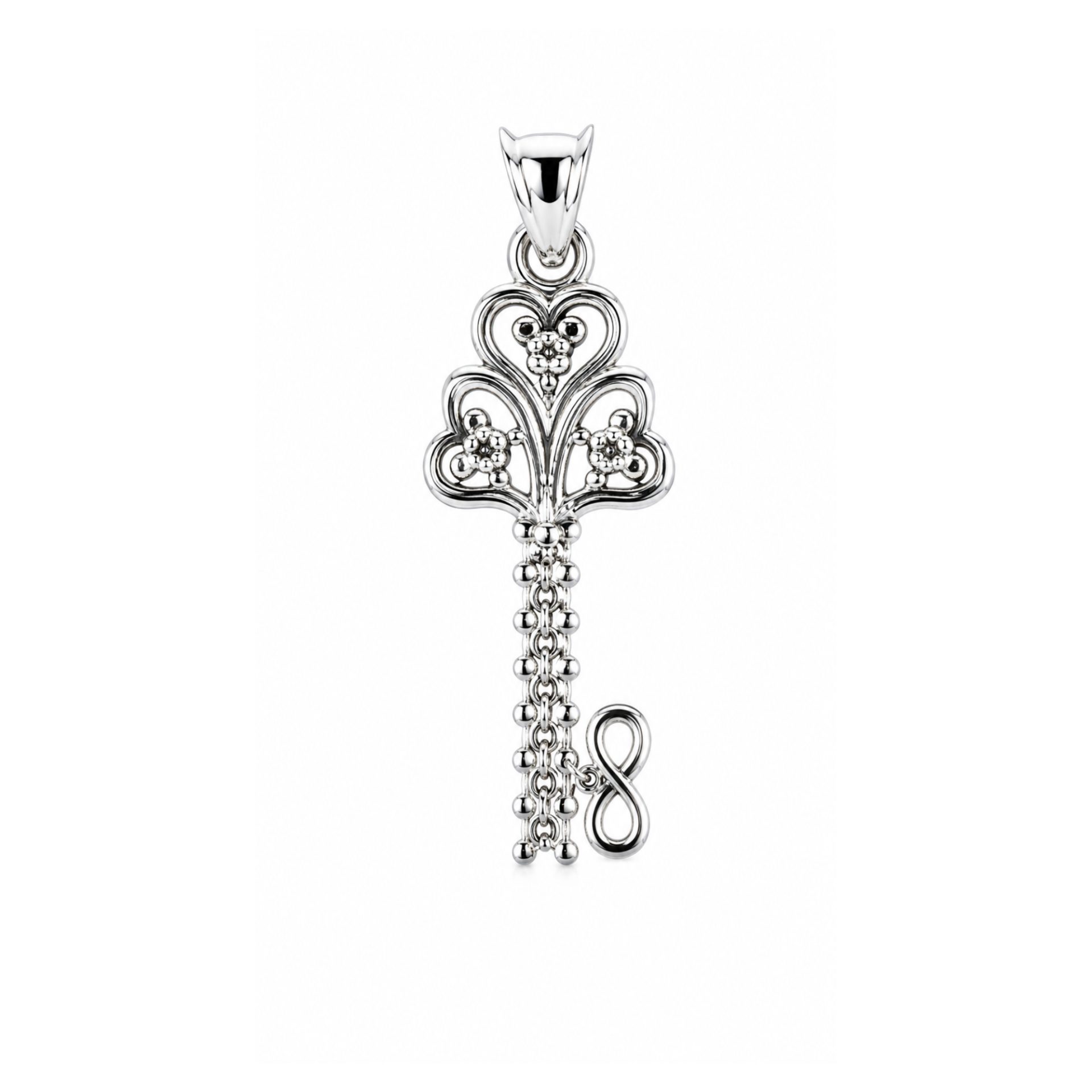 Pandantiv Cheie cu pietre, Argint 925, 2.7 cm x 1 cm, rodiata
