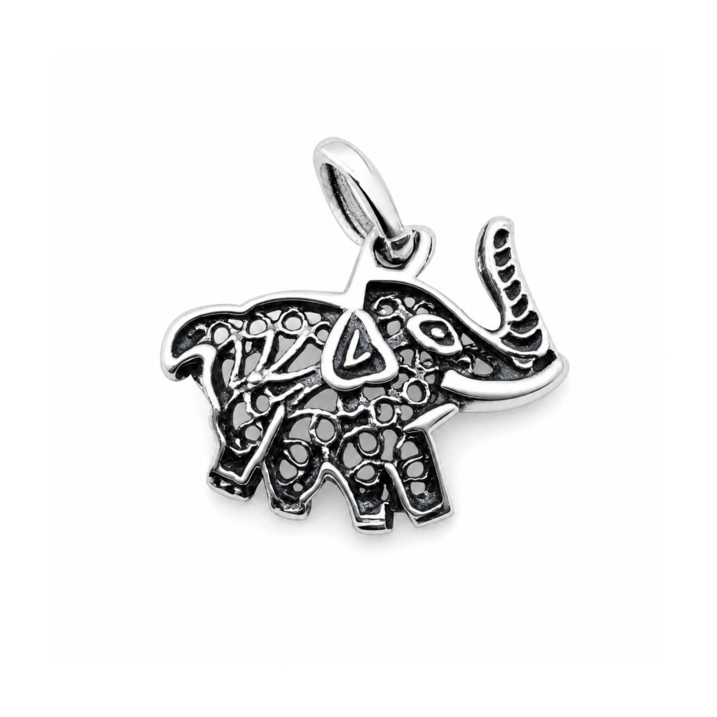 Pandantiv din Argint 925, Jolie Silver, Model Elefant, Design Filigranat, Finisaj Oxidat, 0.97 g, Argintiu și Negru
