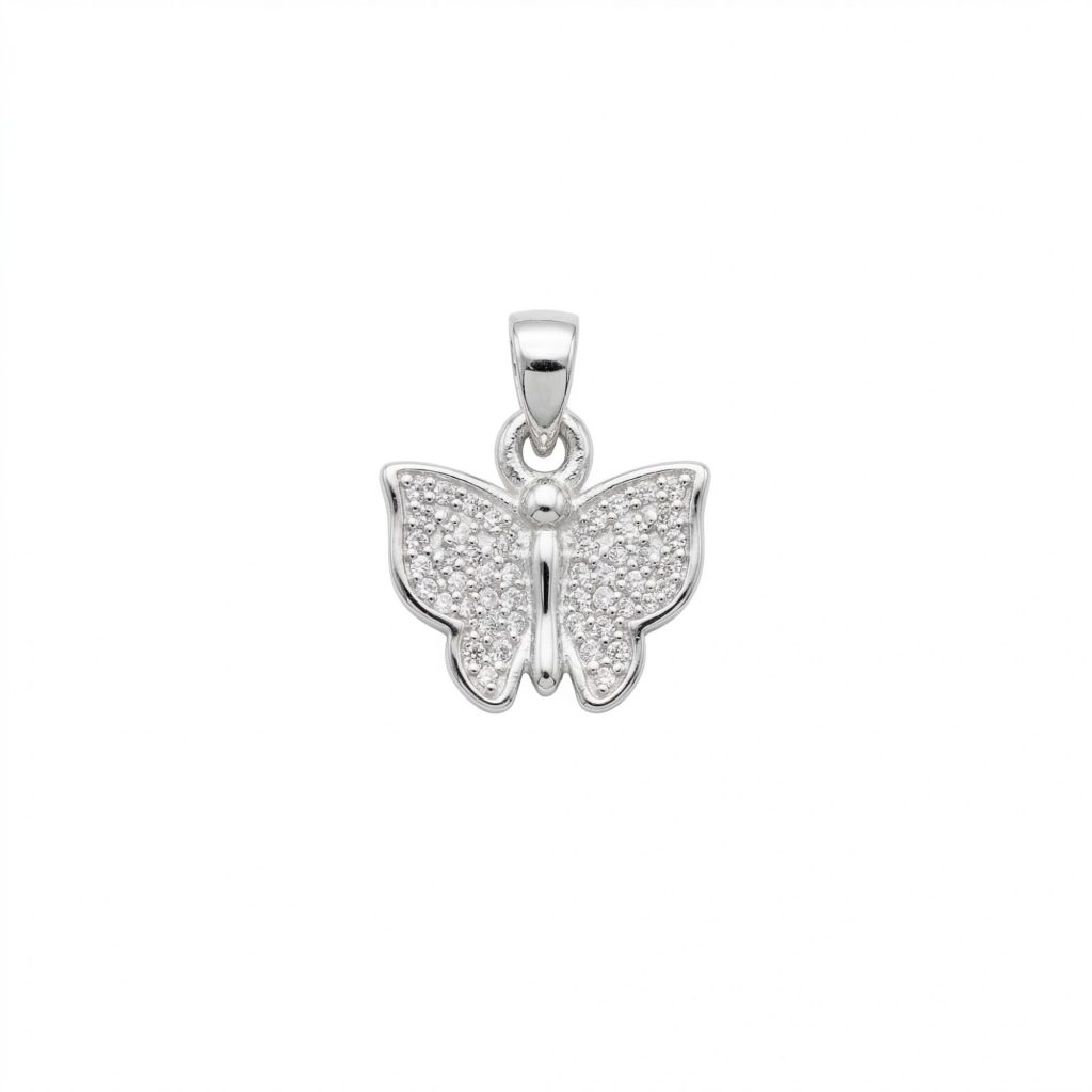 Pandativ din Argint 925, Jolie Silver, pentru Dama, Model Fluturas Minizirconii, 0.7 g, Design Fin si Elegant, Argintiu