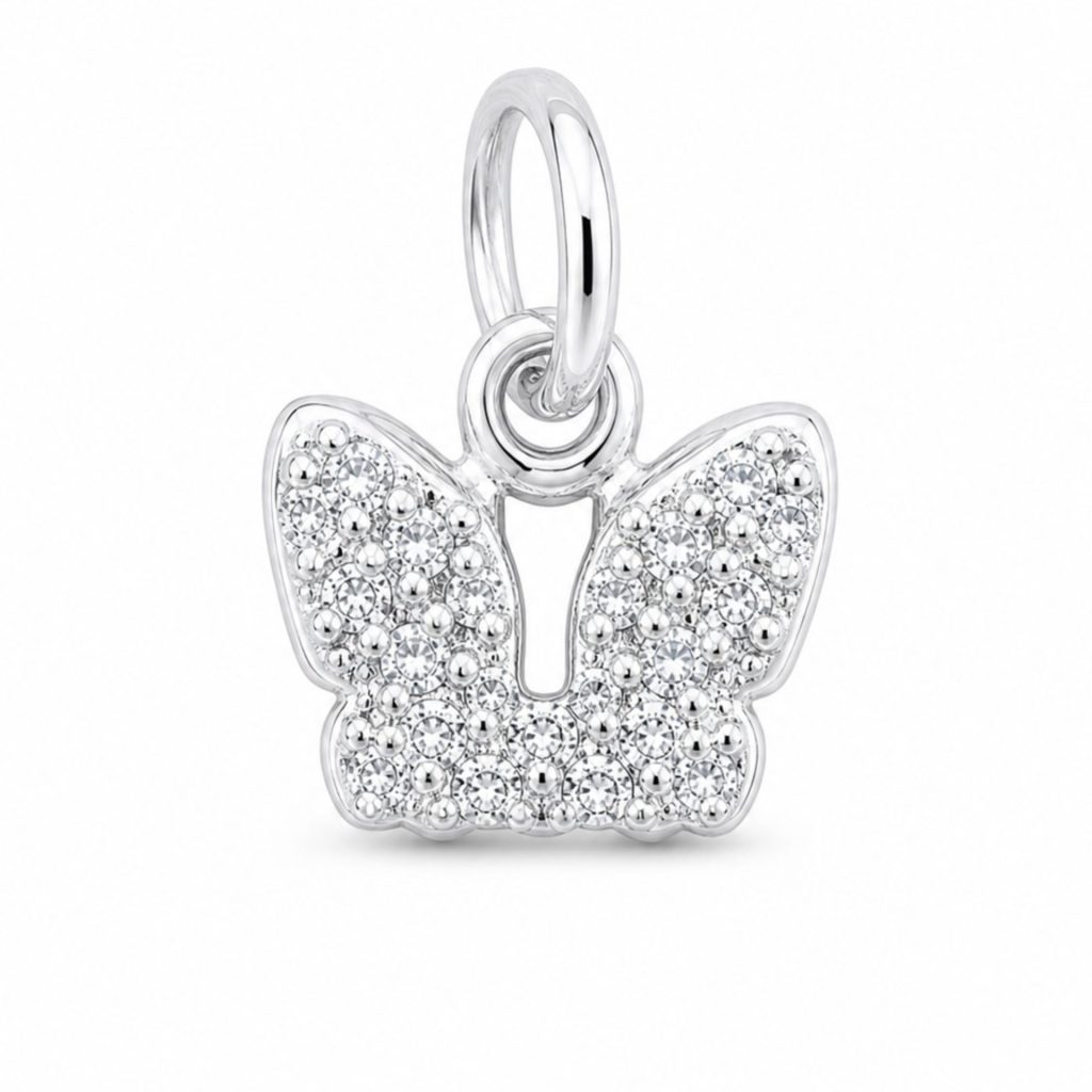 Pandantiv din Argint 925 Jolie Silver, Model Fluturas cu Zirconii, 8 x 8 mm, 0.5 g