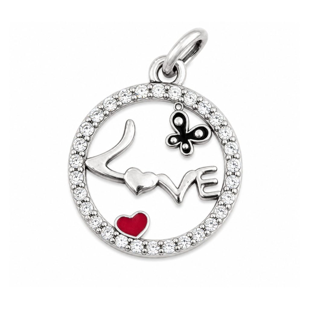 Pandantiv din Argint 925, Jolie Silver, Model Love cu Inima si Fluture, Design Romantic, 15x15 mm, Greutate 1.1 g, Argintiu