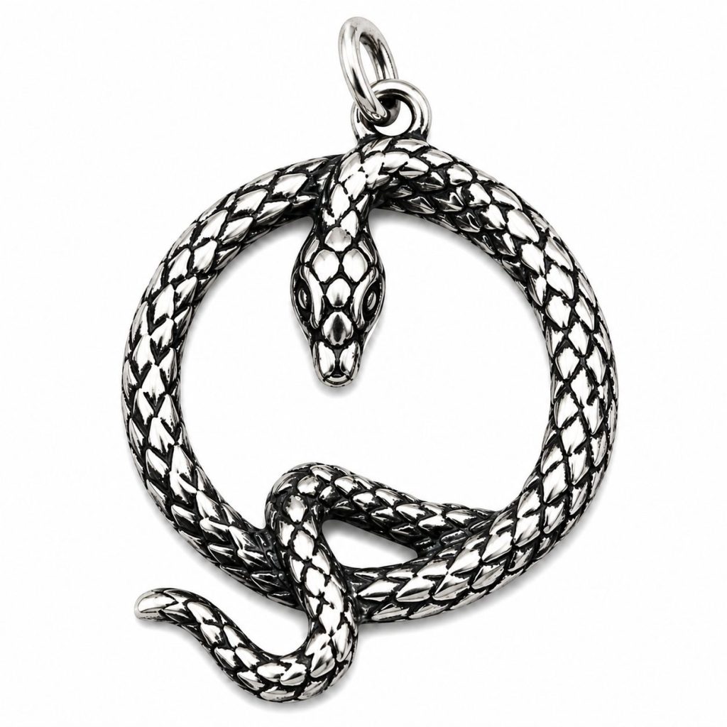 Pandantiv din Argint 925 Jolie Silver, Model Sarpe Incolacit, 40 x 26 mm, 4.6 g