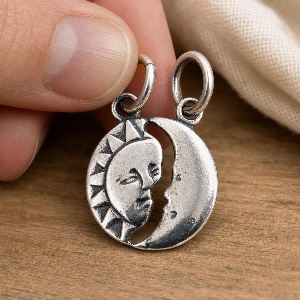 Pandantiv din Argint 925, Jolie Silver, Model Soare si Luna, Design Astral, 18x12 mm, Greutate 1.4 g, Argintiu - Image 3