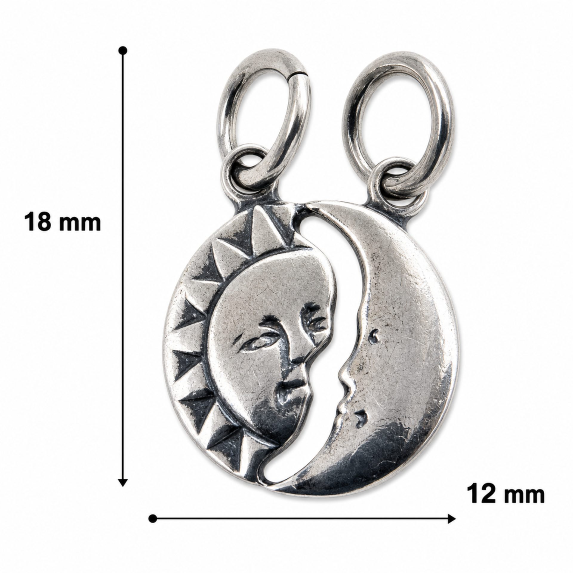 Pandantiv din Argint 925, Jolie Silver, Model Soare si Luna, Design Astral, 18x12 mm, Greutate 1.4 g, Argintiu - Image 5