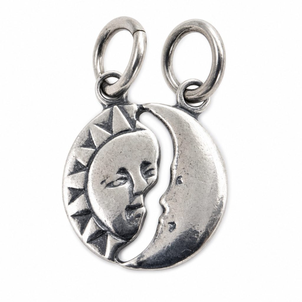 Pandantiv din Argint 925, Jolie Silver, Model Soare si Luna, Design Astral, 18x12 mm, Greutate 1.4 g, Argintiu