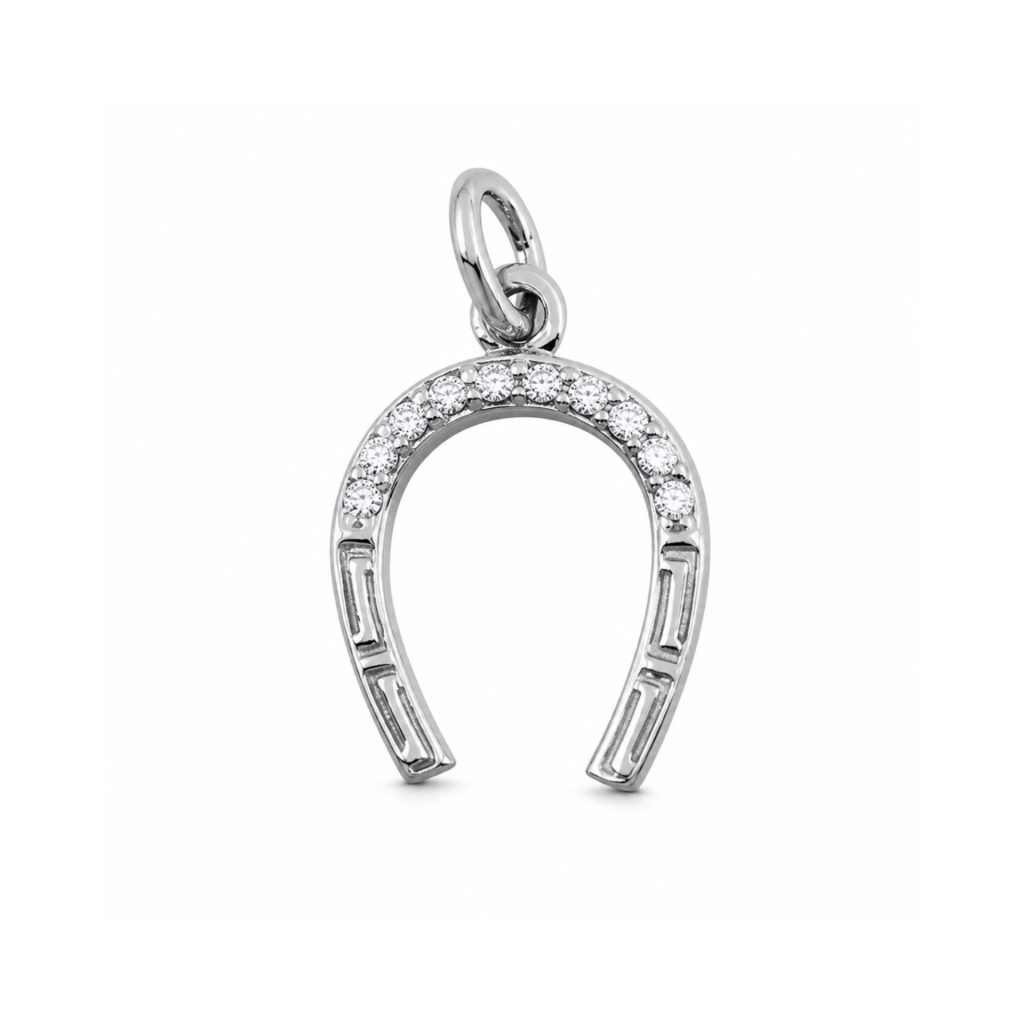 Pandantiv pentru Lanț din Argint 925, Jolie Silver, Model Potcoavă Norocoasă, cu Pietre Decorative Incolore, Design Decupat, Finisaj Lucios, Argintiu