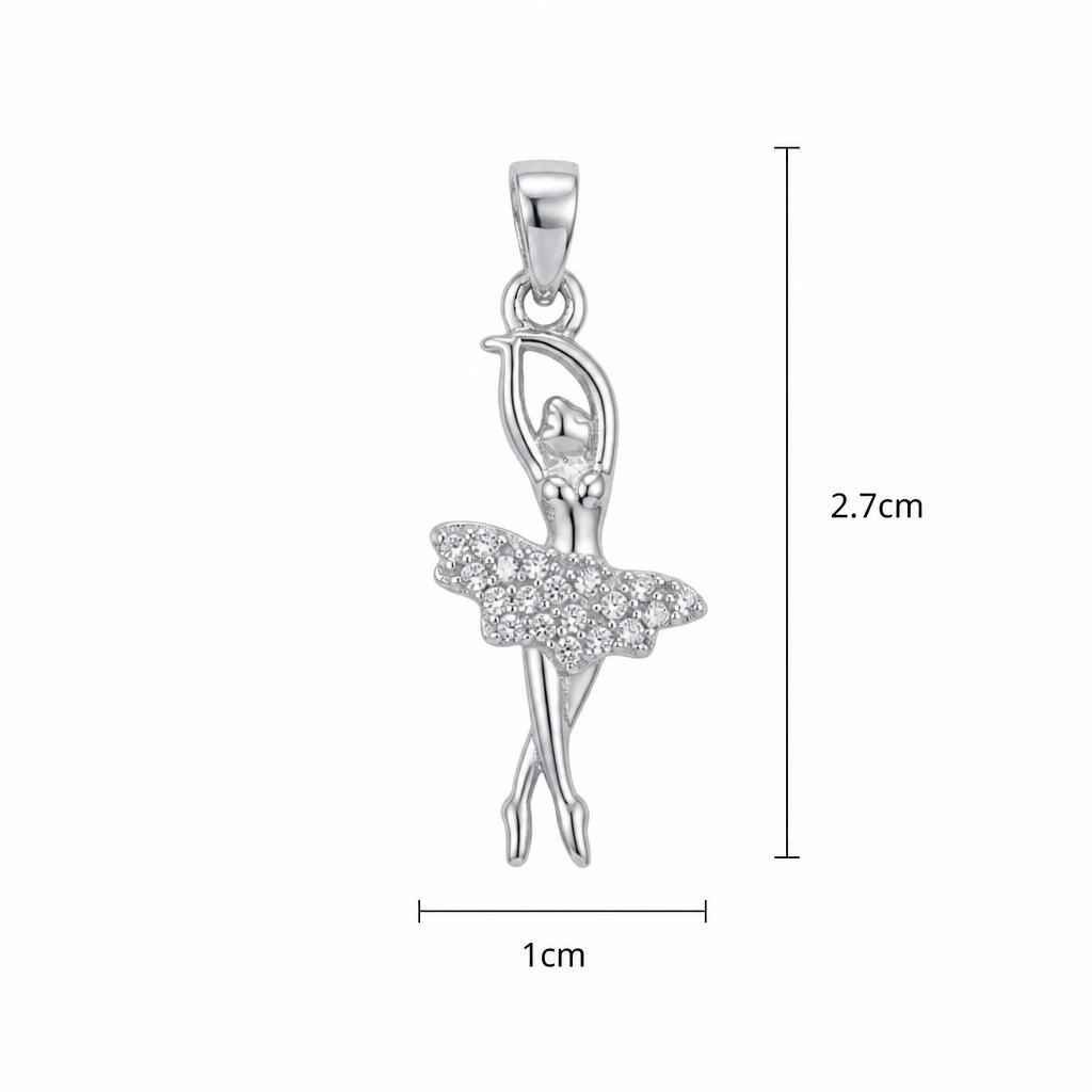 Pandantiv, Jolie Silver, Argint 925, Model Balerina cu Zirconii, 27 x 10 mm, 1.1 g - Image 6