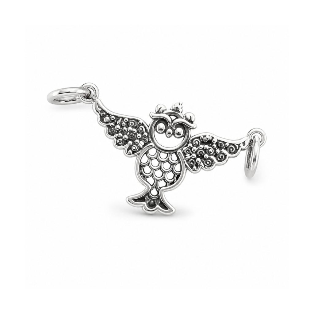 Pandantiv, Jolie Silver, Argint 925, Model Bufnita Patinata, 30 x 15 mm, 2.4 g