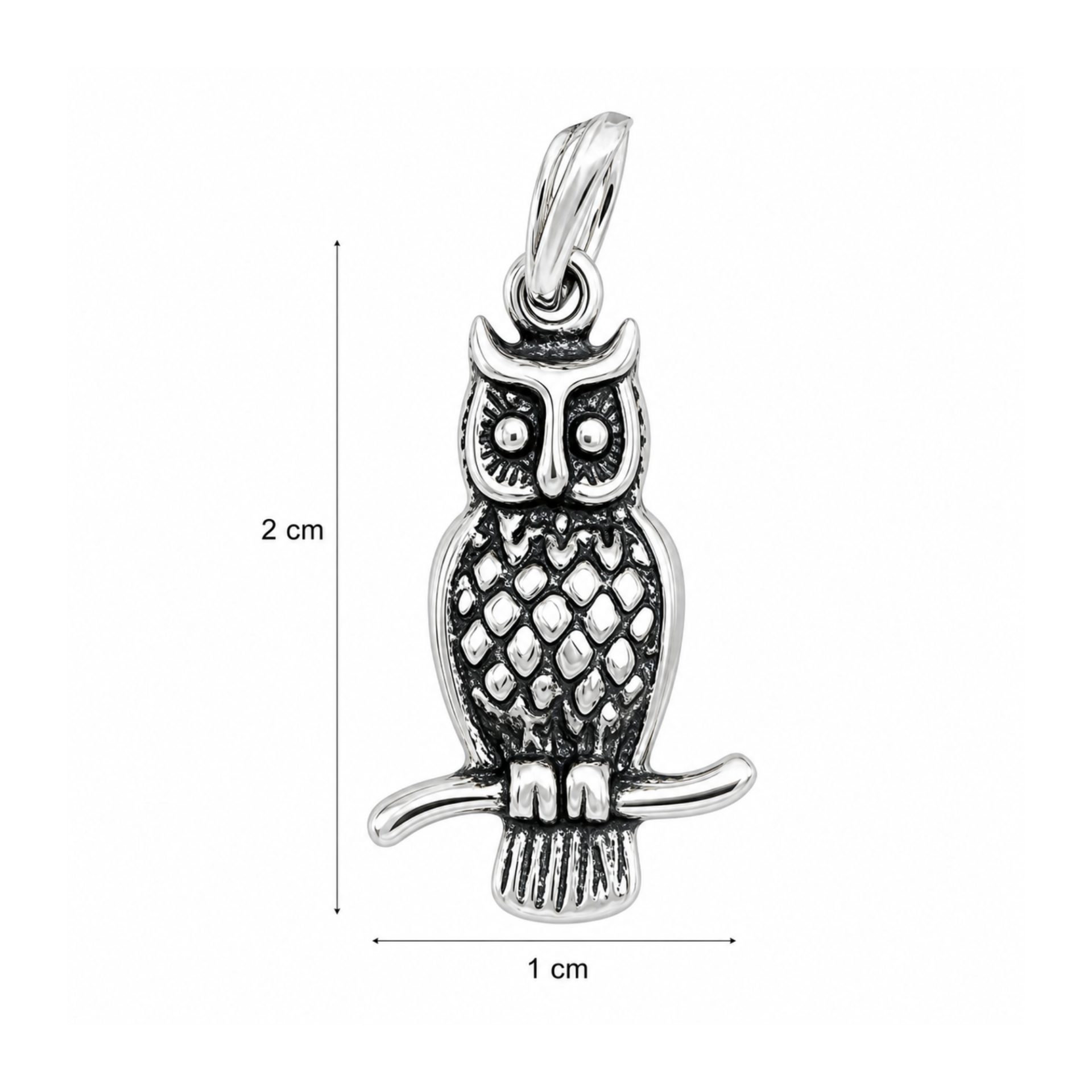 Pandantiv, Jolie Silver, Argint 925, Model Bufnita Pe Creanga, 1.5 g, 2 x 1 cm - Image 4