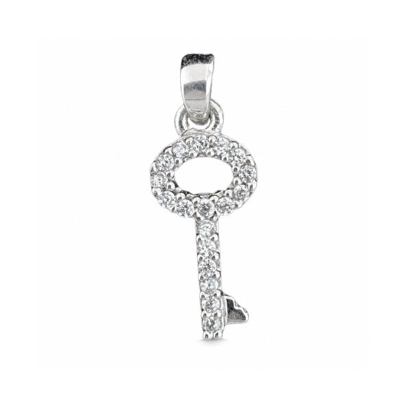 Pandantiv, Jolie Silver, Argint 925, Model Cheita Rodiata cu Pietre, 0.6 g, 15x7 mm