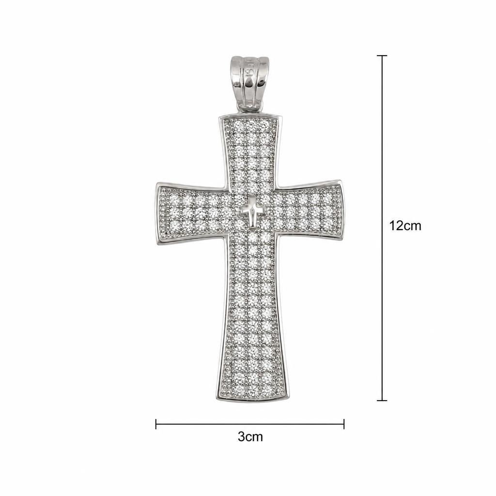 Pandantiv, Jolie Silver, Argint 925, Model Cruce cu Pietre, 2.6 G, 3 x 2 Cm - Image 4