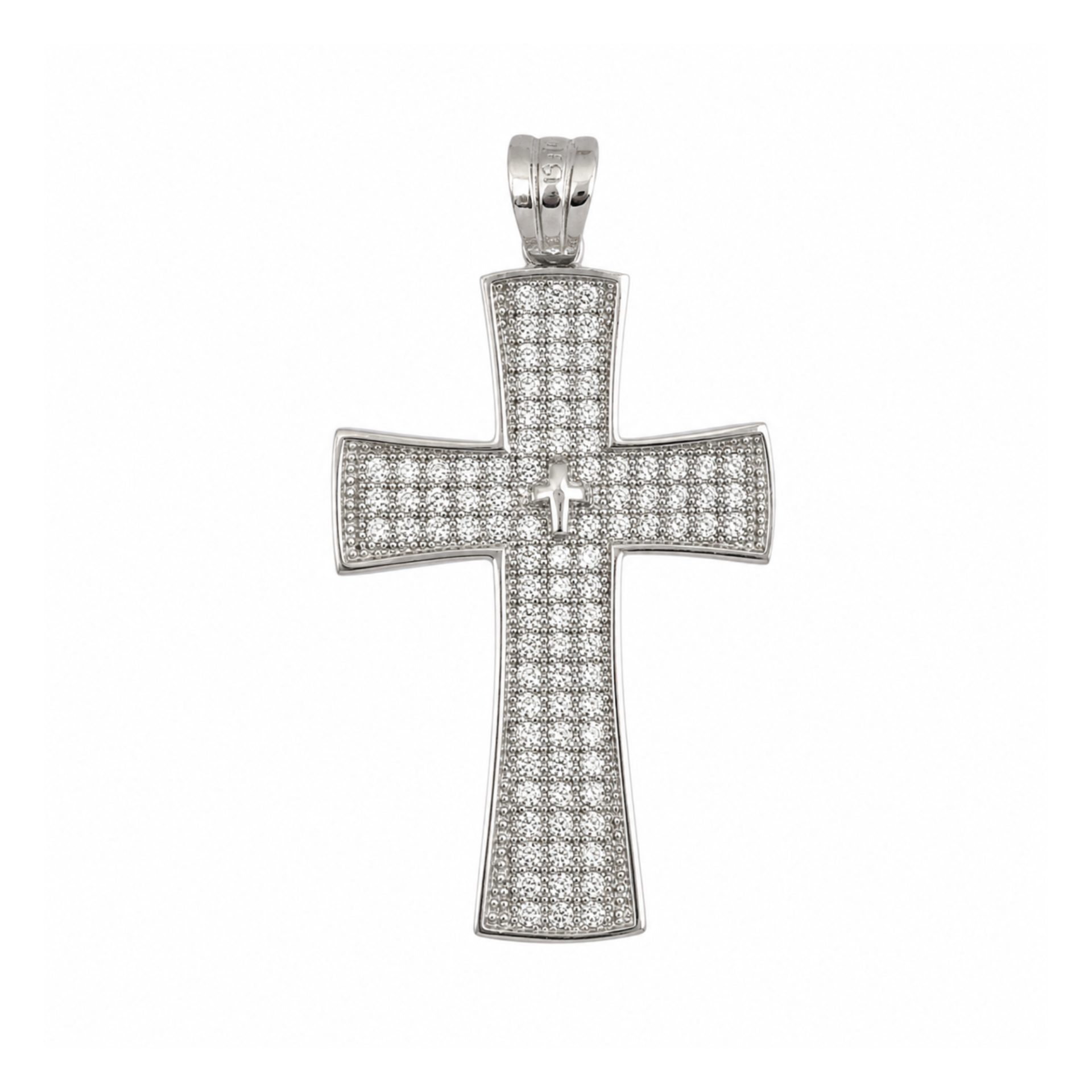Pandantiv, Jolie Silver, Argint 925, Model Cruce cu Pietre, 2.6 G, 3 x 2 Cm