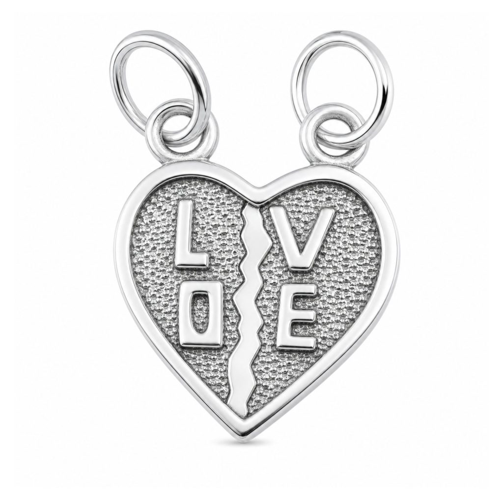 Pandantiv, Jolie Silver, Argint 925, Model Doua Jumatati Love, 1.1 g, 1.5 x 1.5 cm