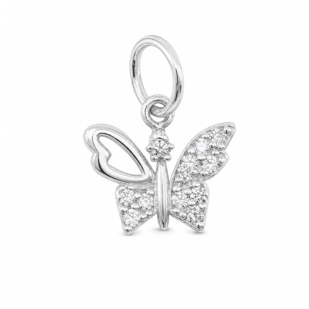 Pandantiv, Jolie Silver, Argint 925, Model Fluture Cu Pietre, 0.5 g, 1 x 1 cm