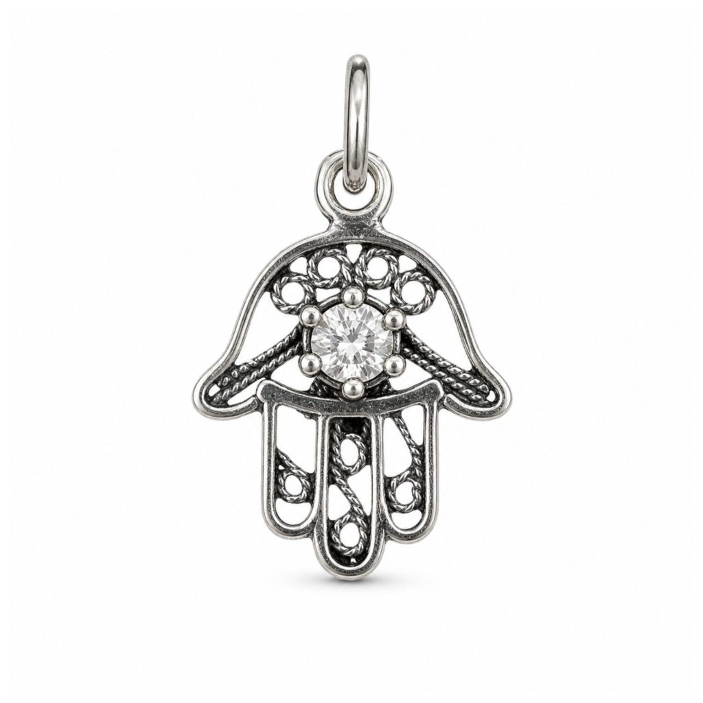 Pandantiv, Jolie Silver, Argint 925, Model Hamza Filigran, 0.9 g, 15x10 mm