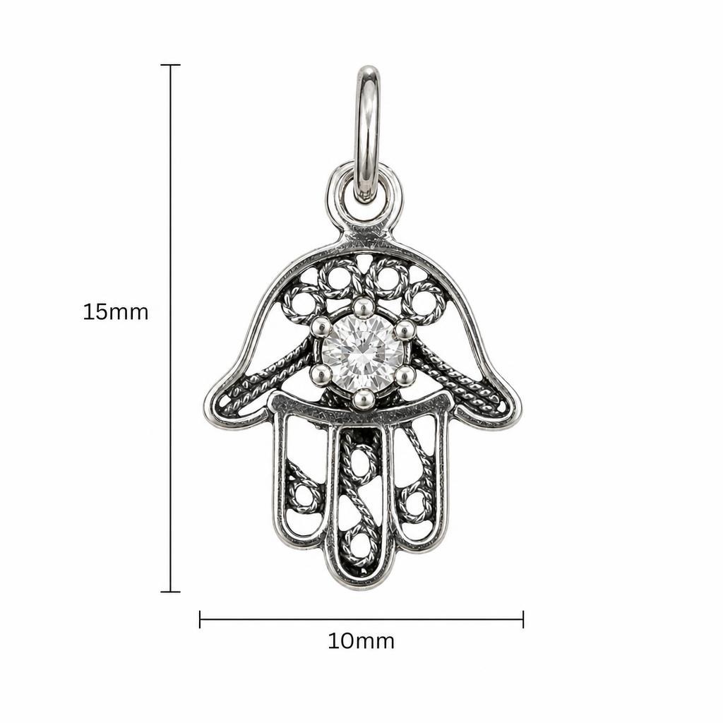Pandantiv, Jolie Silver, Argint 925, Model Hamza Filigran, 0.9 g, 15x10 mm - Image 4