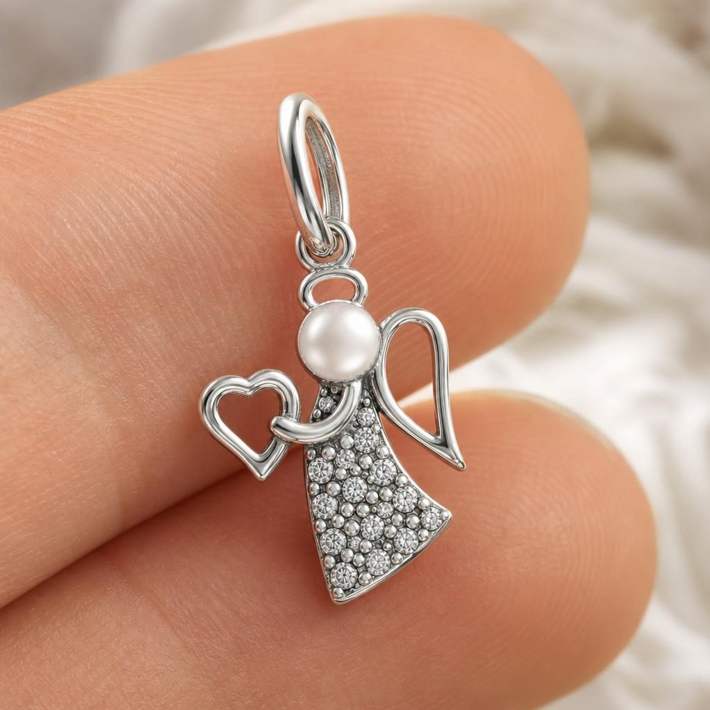 Pandantiv, Jolie Silver, Argint 925, Model Inger cu Inima, 1 g, 20x12 mm - Image 3