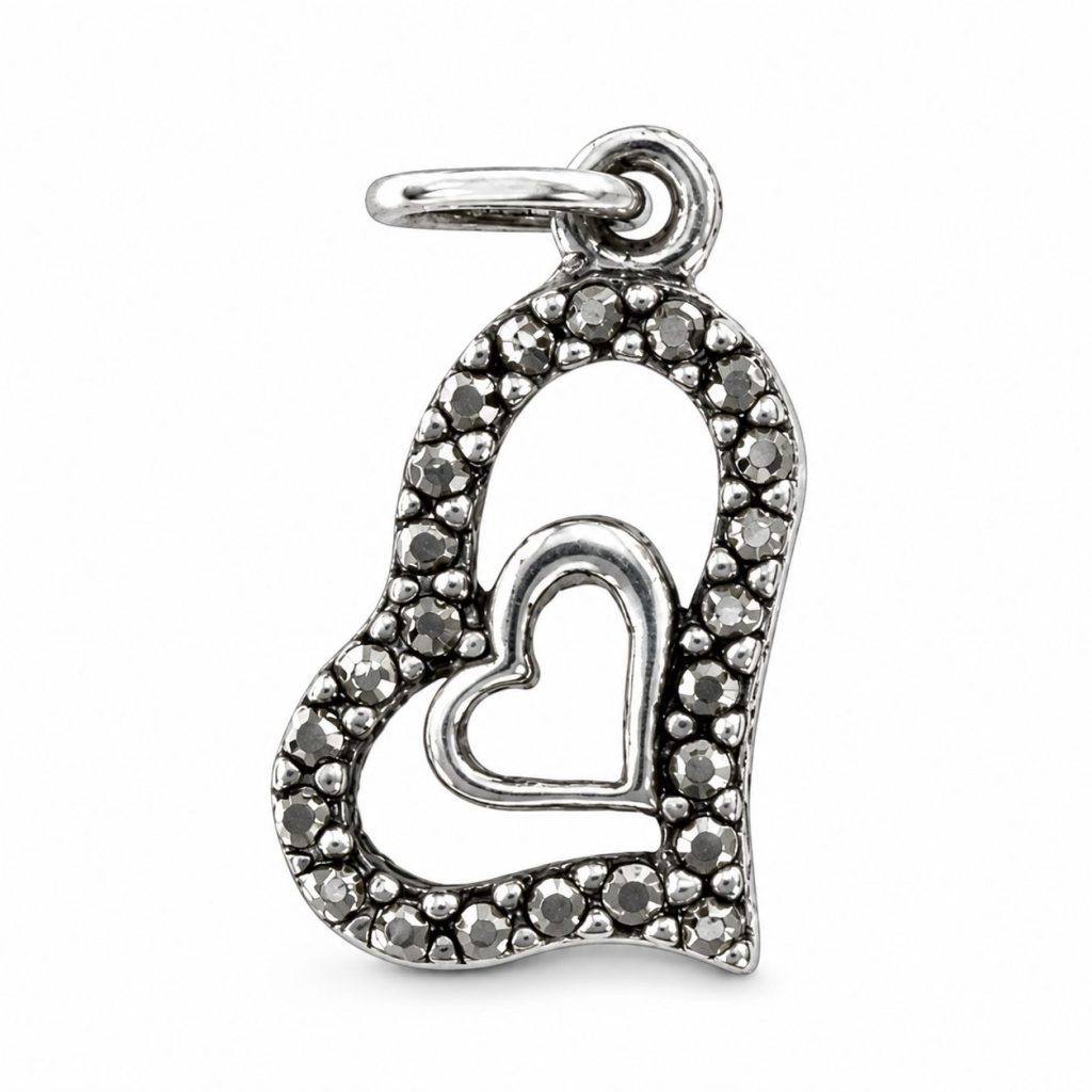 Pandantiv, Jolie Silver, Argint 925, Model Inima in Inima, 0.8 g, 18x11 mm
