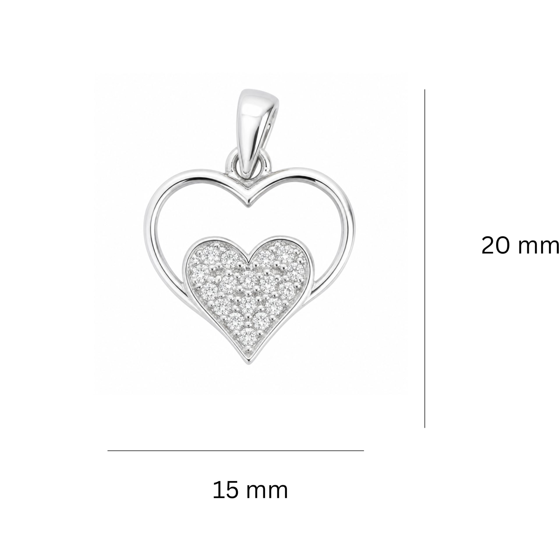 Pandantiv, Jolie Silver, Argint 925, Model Inima in Inima, Pietre Zirconiu, 20 x 15 mm, 1.2 g - Image 5