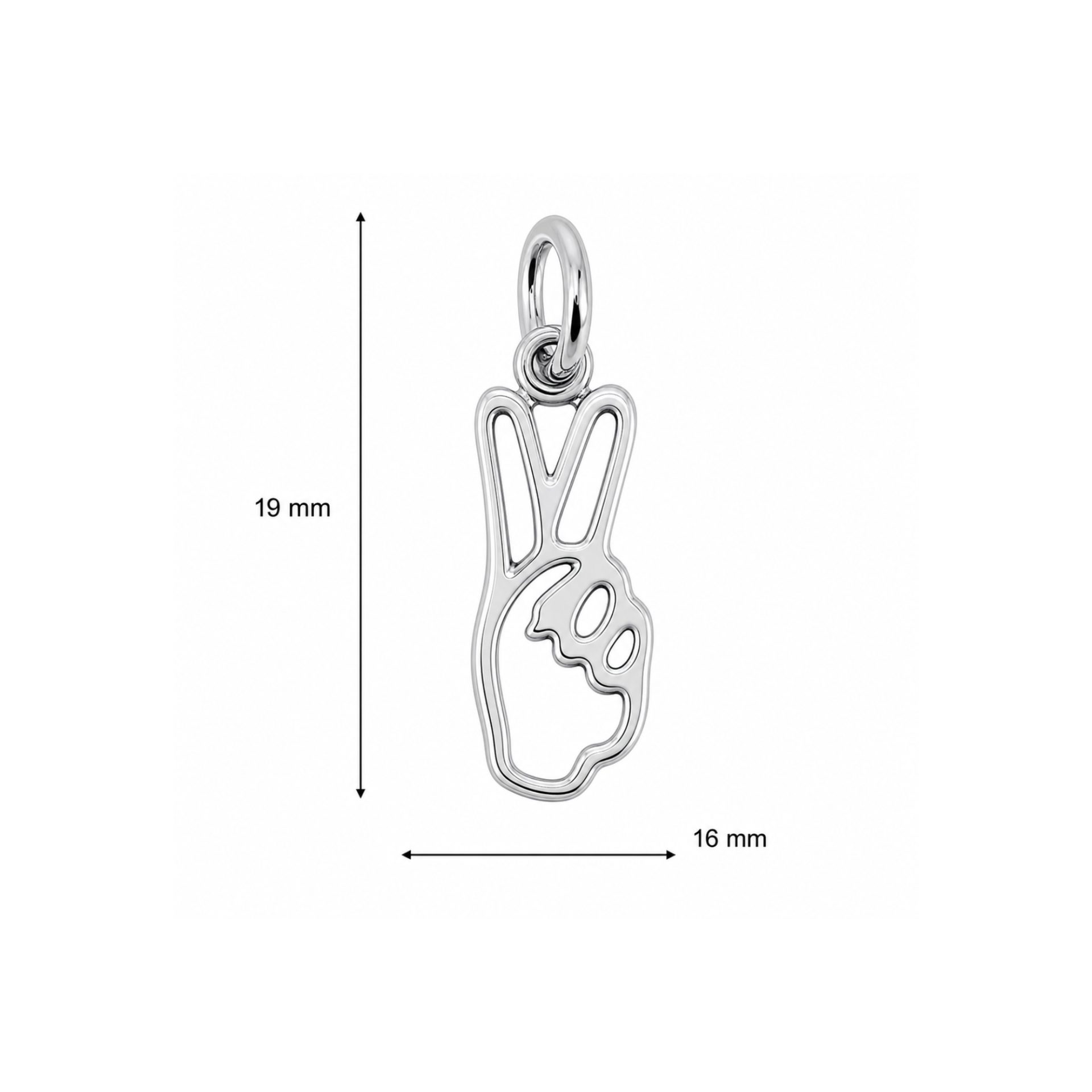 Pandantiv, Jolie Silver, Argint 925, Model Semnul Pacii, 19 x 16 mm, 0.8 g - Image 5