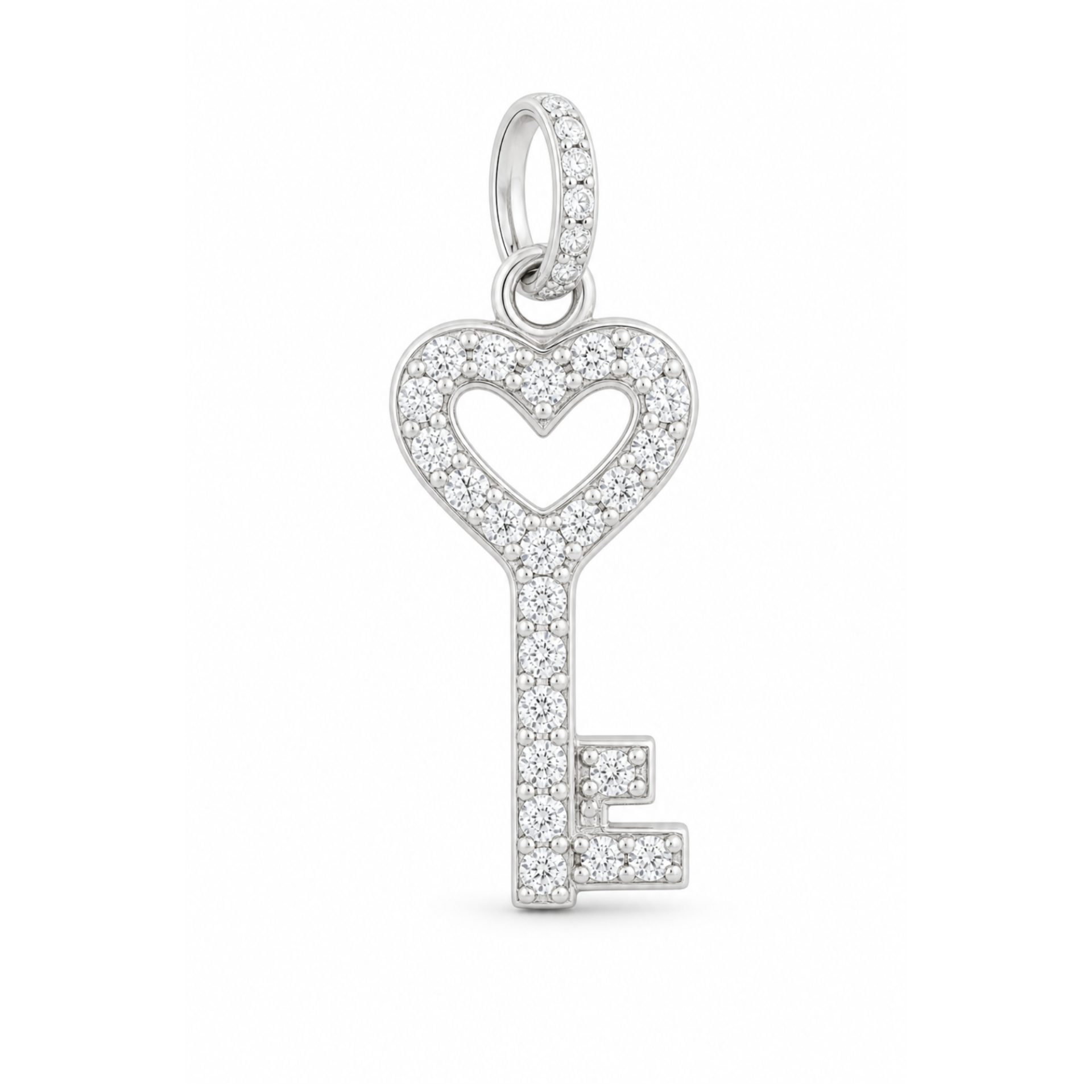 Pandantiv Jolie Silver din Argint 925, Model „Cheia Inimii” cu Minizirconii, Design Minimalist