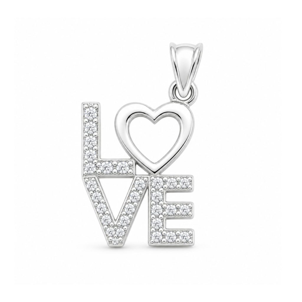 Pandantiv Love, Argint 925, 2 x 1 cm