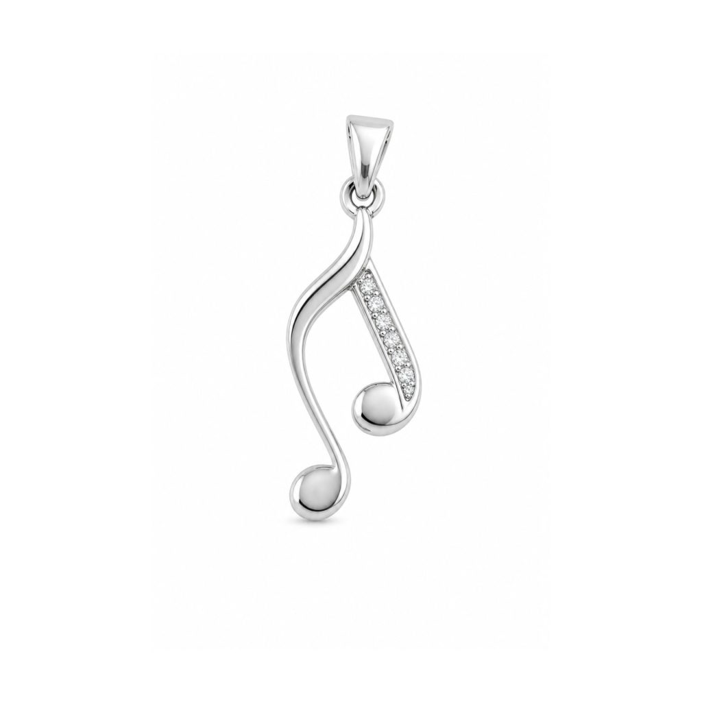 Pandantiv Nota muzicala cu pietre, Argint 925, 2 x 1 cm