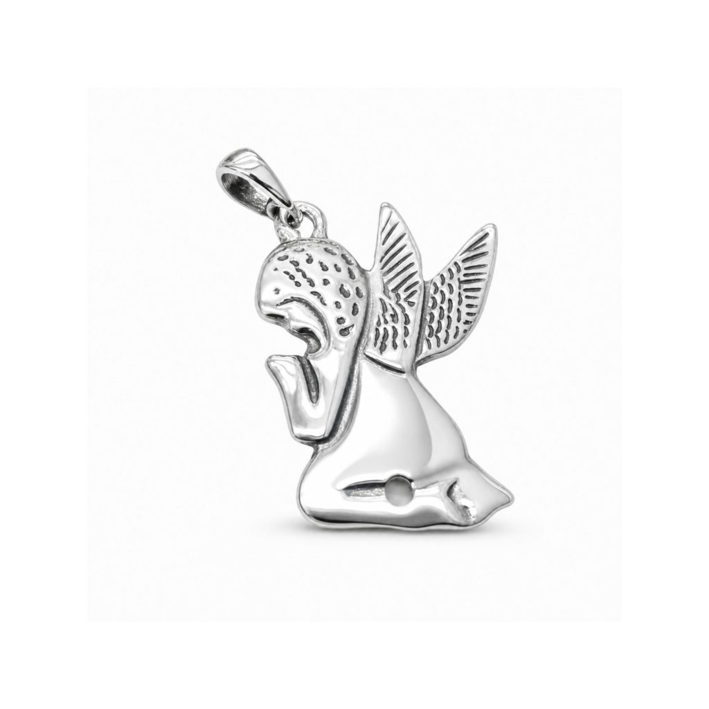 Pandantiv pentru Lanț din Argint 925, Jolie Silver, Model Înger în Rugăciune, Design Detaliat, Finisaj Oxidat, Argintiu