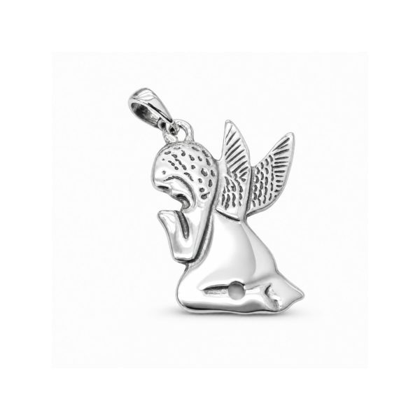 Pandantiv pentru Lanț din Argint 925, Jolie Silver, Model Înger în Rugăciune, Design Detaliat, Finisaj Oxidat, Argintiu