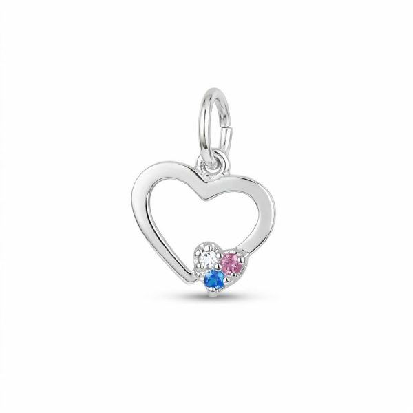 Pandantiv din Argint 925, Jolie Silver, pentru Dama, Model Inima Contur Minizirconii, 0.5 g, 1 x 1 cm, Argintiu