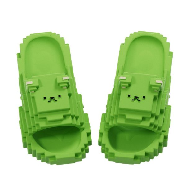 Papuci Casual pentru Adolescenti, Flippy, Model Unisex de Forma Pixel, Rezistenti Usori si Moi din Spuma EVA Antiderapanti, Marime 38-39, Verde deschis