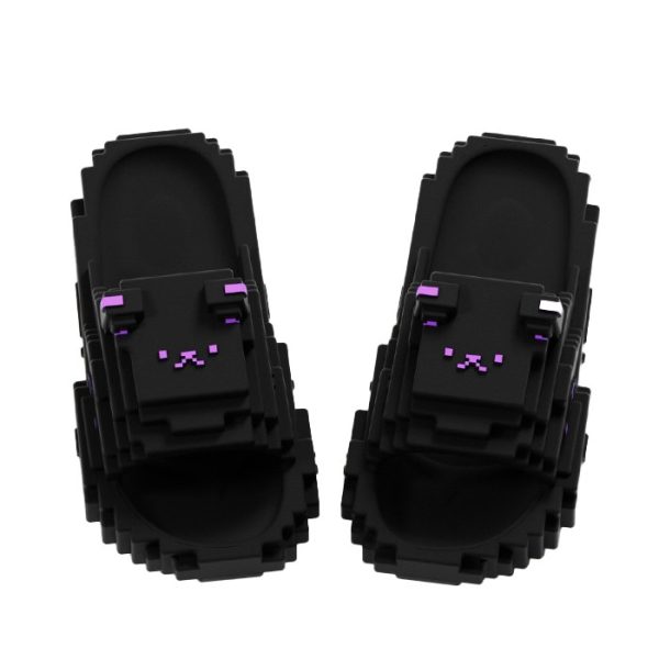 Papuci Casual pentru Adolescenti, Flippy, Model Unisex de Forma Pixel, Rezistenti Usori si Moi din Spuma EVA Antiderapanti, Marime 40-41, Negru