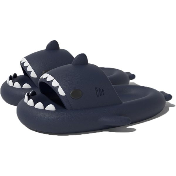Papuci Tip Rechin, Flippy, Unisex, din Spuma EVA, Talpa Groasa Antiderapanta, Rezistenti la Uzura, Marime 40-41, Albastru Inchis