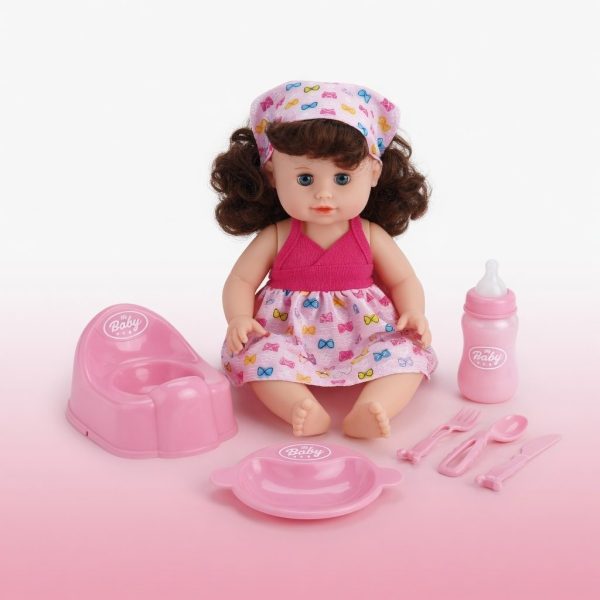 Papusa Bebelus Interactiva 31 cm pentru Copii, Set Baby Doll cu Accesorii de Hranire si Ingrijire, Jucarie pentru Fetite cu Sunete si Functii Interactive, Papusa Bebe pentru Joaca si Cadou Copii 3+ Ani, Multicolor