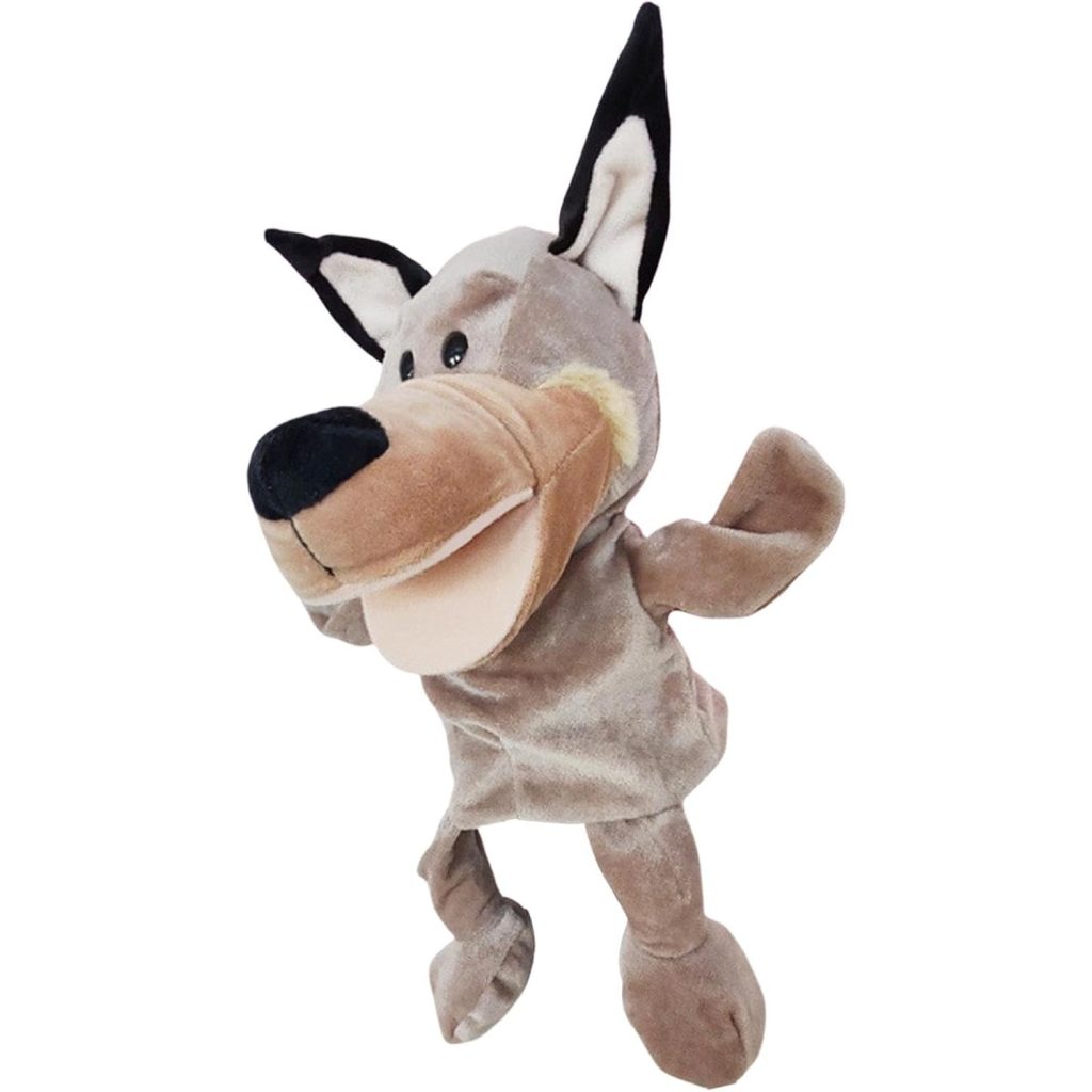 Papusa de Mana pentru Teatru de Papusi, Flippy, din Plus, 25 x 10 x 8 cm, Model Lup, Bej