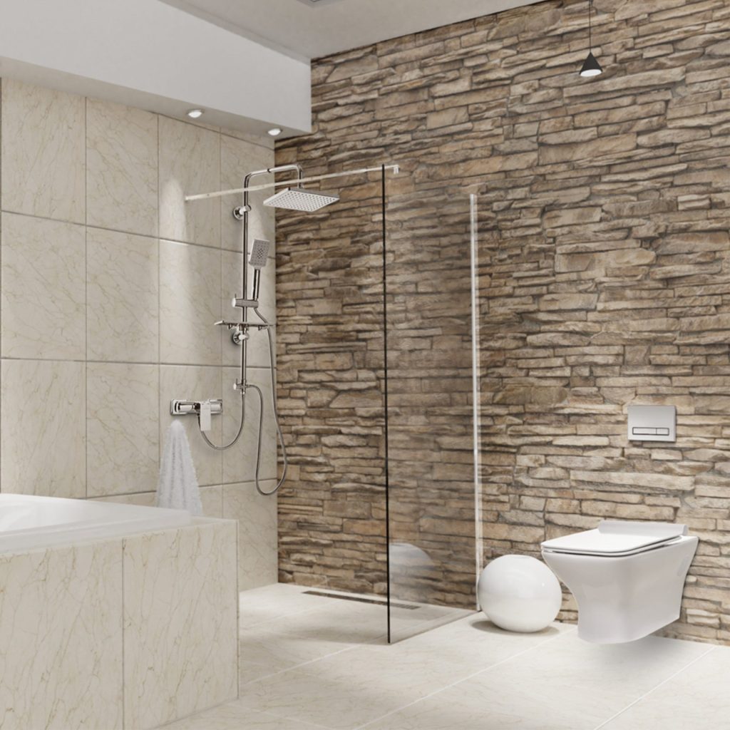 Paravan dus Walk-In 90x195 cm, sticla securizata 8 mm, transparenta, profil metalic rezistent
